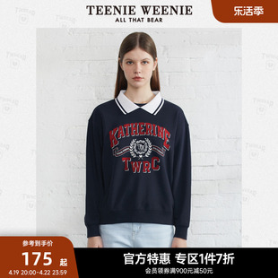 TeenieWeenie小熊奥莱Polo领套头卫衣短款上衣宽松韩版女秋