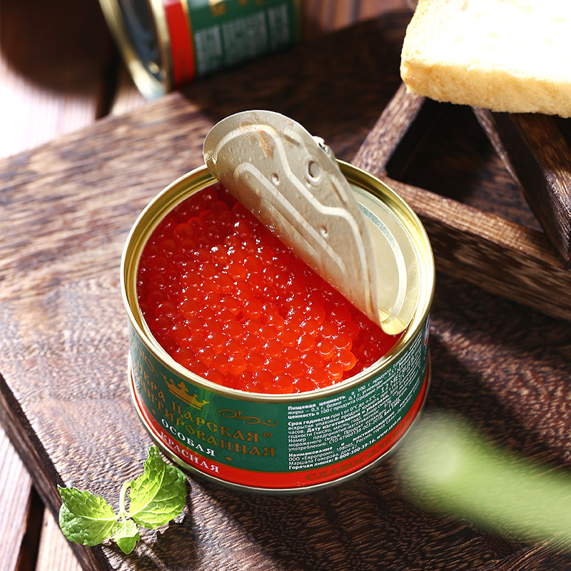 鲑鱼籽酱即食红鱼子酱罐头120g铁罐海鲜寿司鱼籽酱俄罗斯进口食品