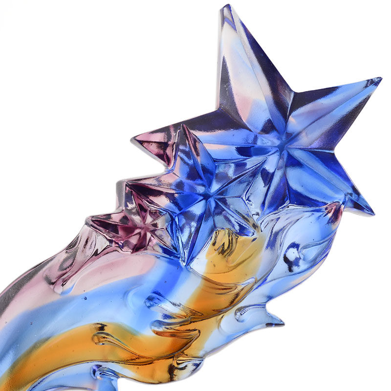 星火燎原琉璃奖杯三星五角星火焰定制企业活动员工颁奖大气