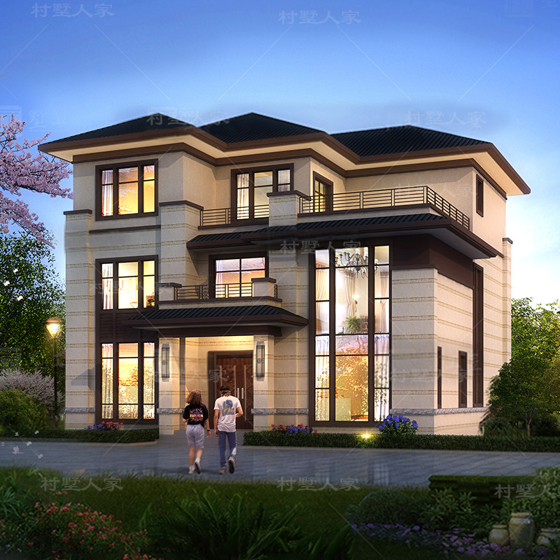 c318乡村三层中式别墅设计图纸新农村自建复式小洋楼全套施工样图商品