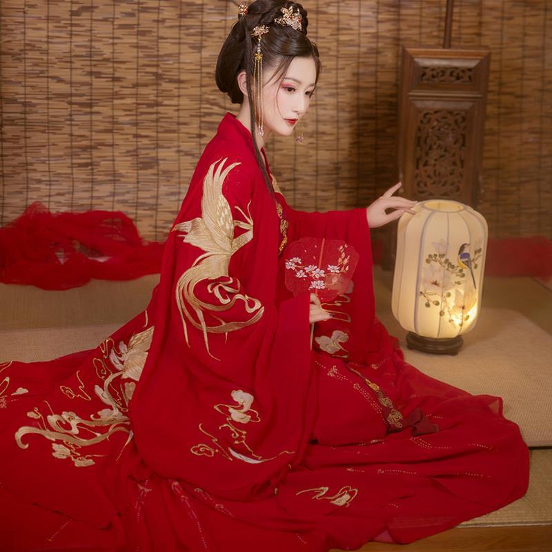 凤求凰原创汉服女中国风红色齐腰襦裙古装超仙古风新娘婚服嫁衣秋