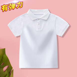 女童短袖夏装t恤夏儿童翻领polo衫大童夏季纯棉上衣学生白色t校服