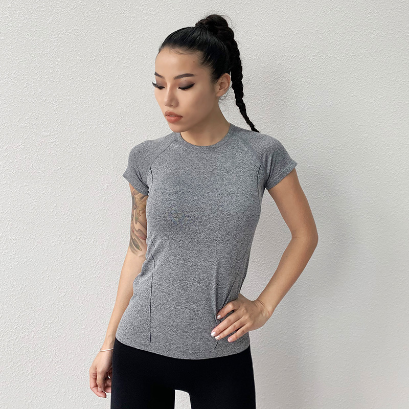 健身运动短袖T恤女 夏季跑步瑜伽弹力修身透气快速干排汗衣服包邮
