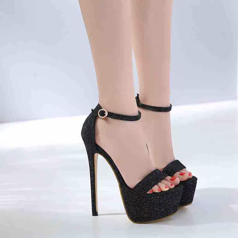 恨天高高跟鞋细跟40cm性感_恨天高凉鞋18cm20公分细跟夜店鱼嘴鞋性感