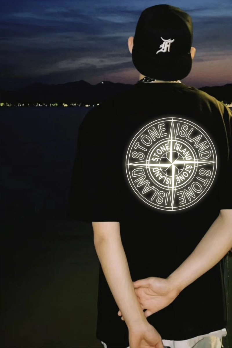 罗盘大徽标stone island石头岛短袖t恤男3m反光大码宽松高街ins潮