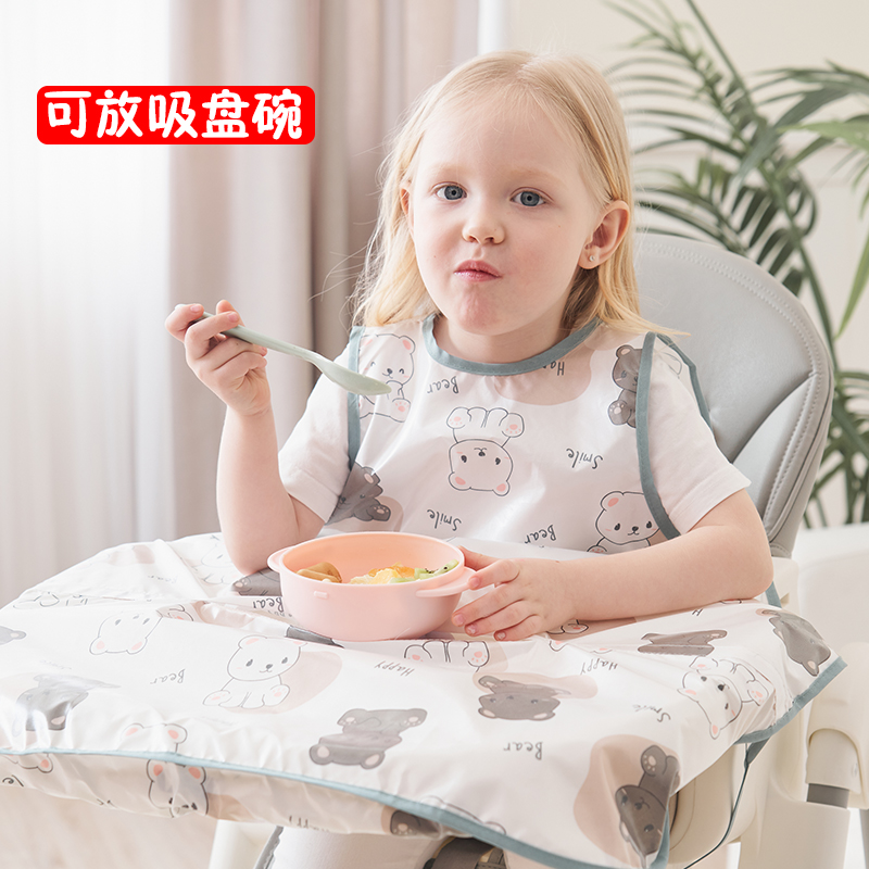 一体式餐椅罩衣儿童夏季宝宝反穿衣吃