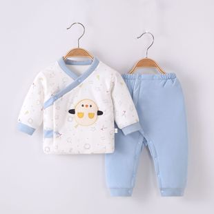 新生婴儿儿衣服贴身纯棉打底衣0一6月女宝宝秋冬季棉衣分体两件套