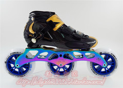 韩国B款专业碳纤速滑竞速鞋 成人儿童直排轮滑鞋 大饼旱冰溜冰鞋
