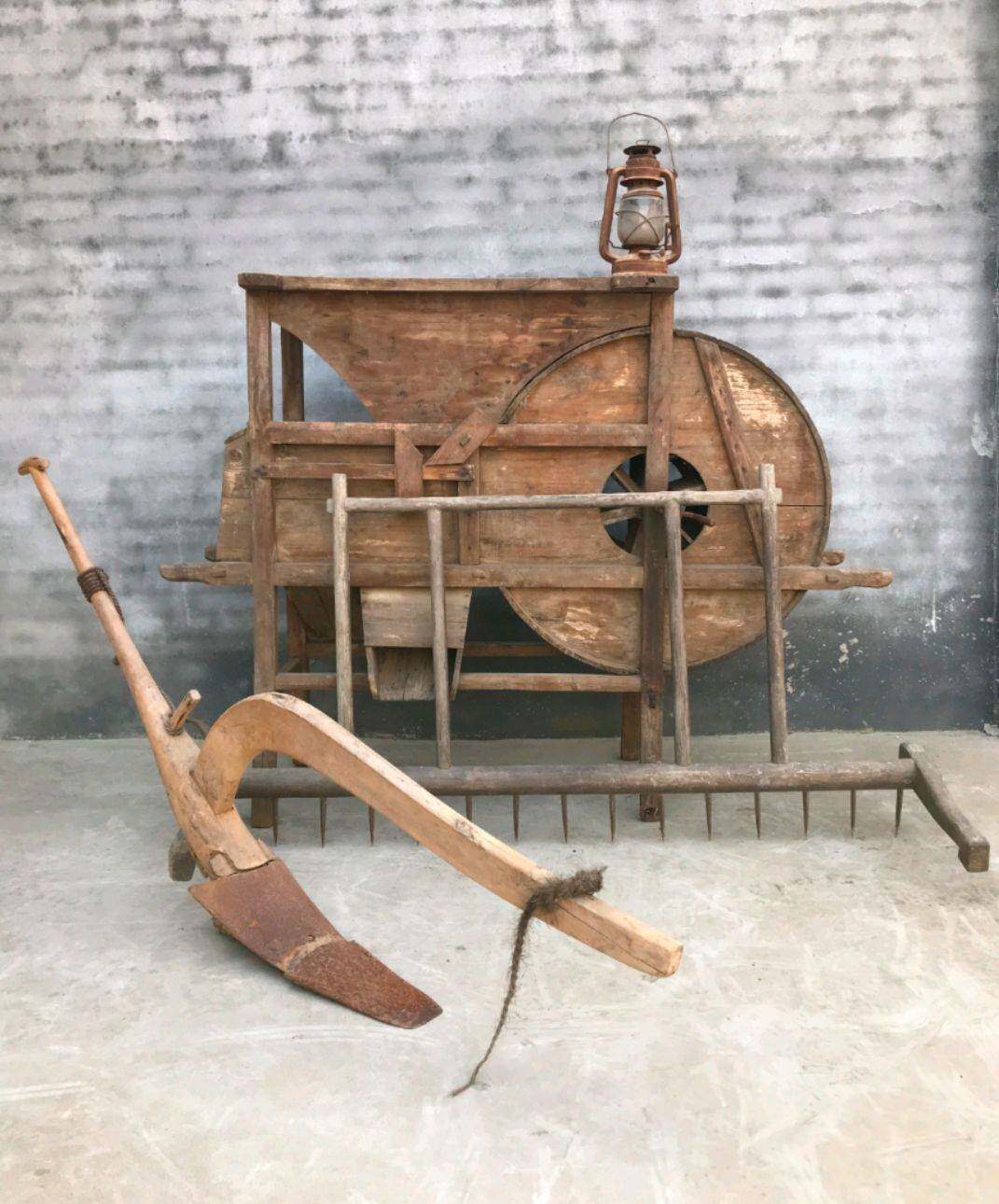 民俗老物件老旧农具农村老式风谷风机老扇车风车稻谷机脱皮机儡子