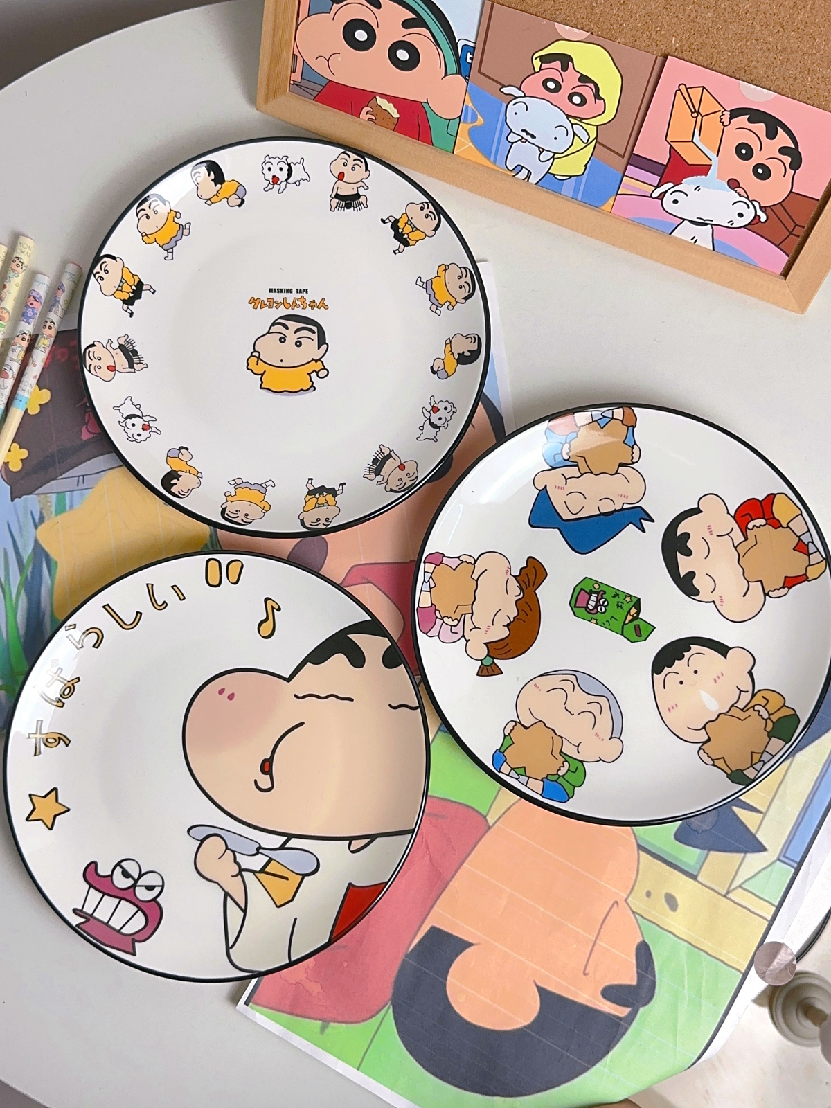 卡卡比 复古高颜值家用可爱卡通动漫日式趣味圆形陶瓷家用平盘子