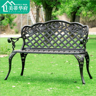 铸铝公园椅户外长椅子铝合金广场花园座椅靠背庭院别墅高档休闲椅