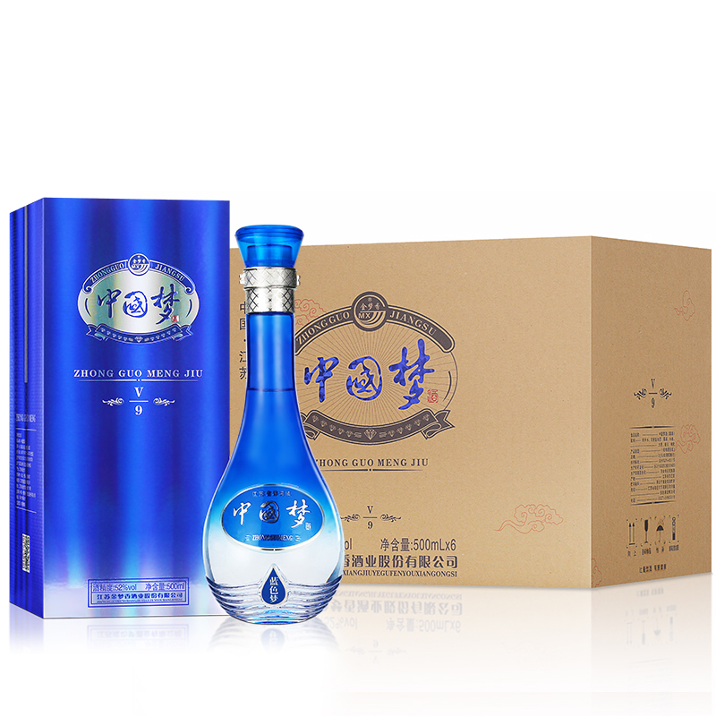 中国梦白酒整箱特价6瓶52度500ml礼盒纯送礼型粮食酒高度浓香酒水