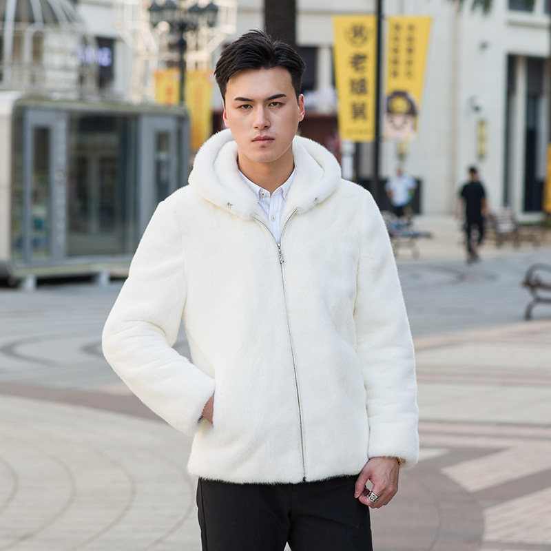 外套男款2020冬季新款进口天鹅绒青年整貂连帽短款男装水貂白优惠券