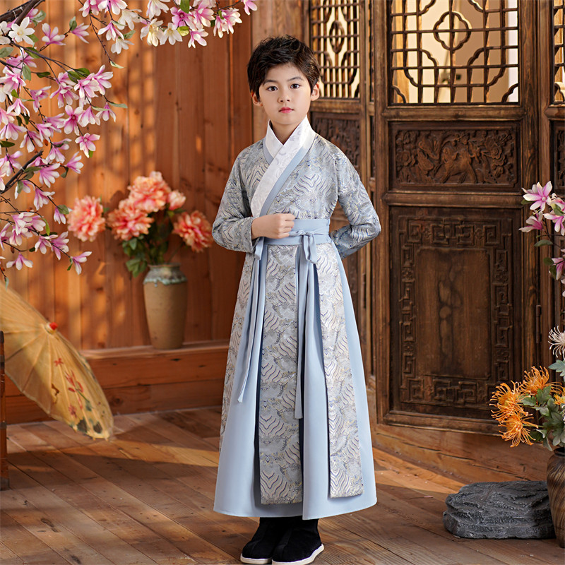 儿童汉服男童中国风春秋古代书生公子王爷帅气国学演出服朗诵唐装