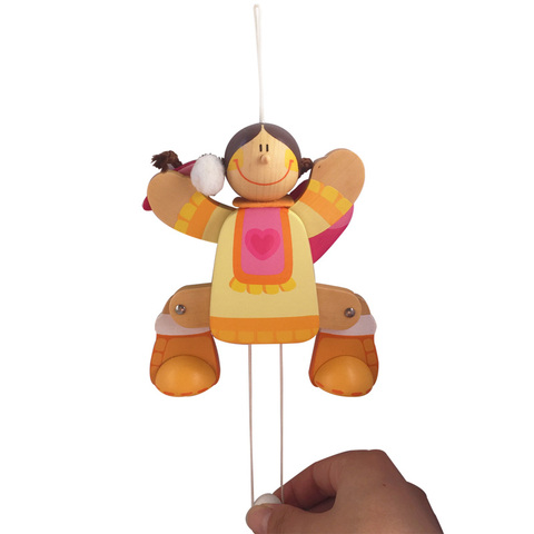 印第安母女娃娃木制拉线玩偶提线木偶 人偶玩具可爱小傀儡