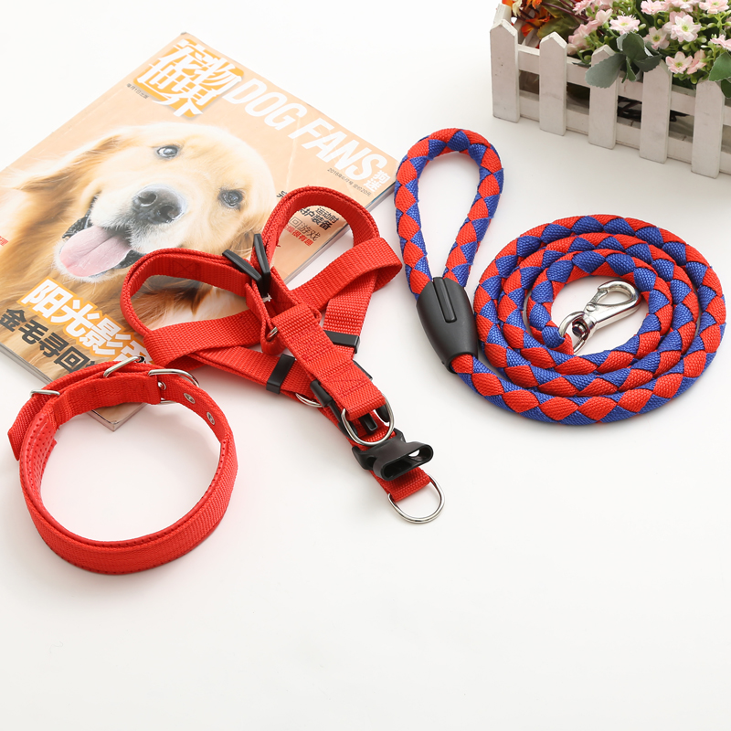 手工编织狗链子狗狗牵引绳小型中型大型犬金毛狗背带项圈遛狗绳子