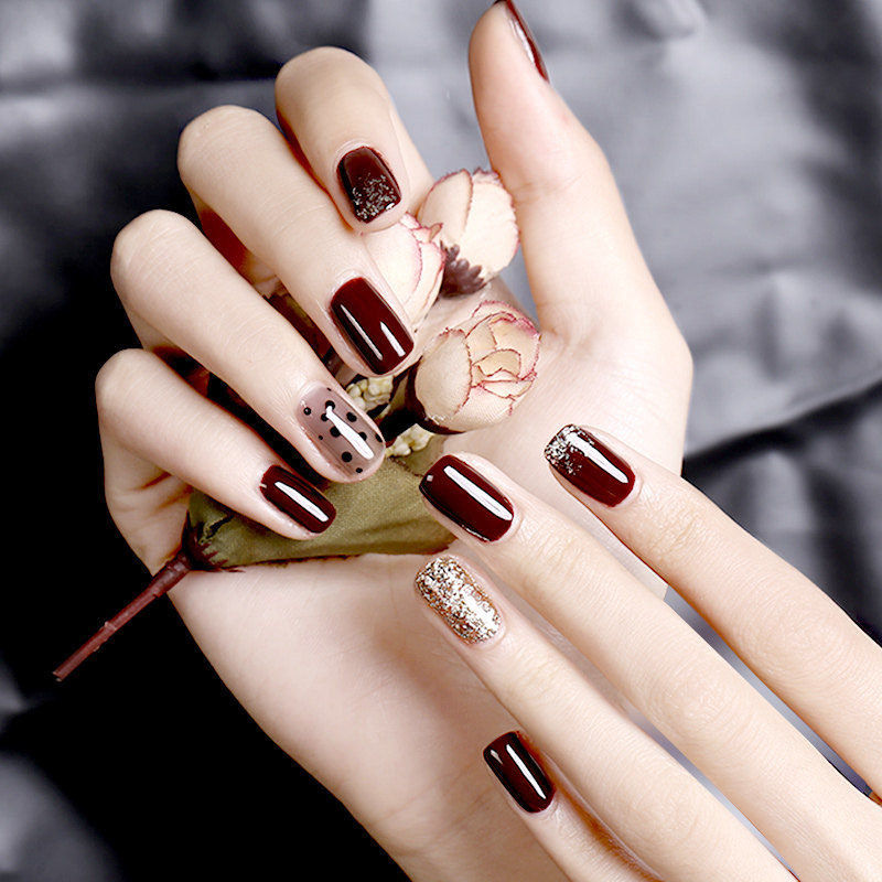 红色深酒甲油胶透黑色秋冬新款美甲专用网红甲油胶