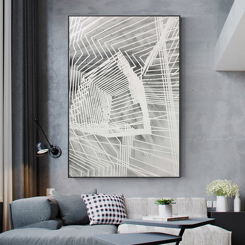 影拥旗舰店的优惠券大全—影拥现代简约黑白风格抽象线条装饰画客厅