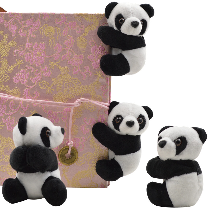 迷你熊猫夹子毛绒玩具小玩偶公仔盆栽卧室桌面小挂件可爱创意礼物