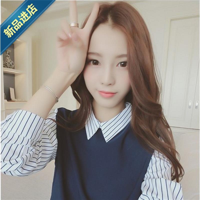 20v17春夏女装韩版新款宽松大码简约学生假两件长袖打底衬衫衬衣|ruв категории Женская одежда, рубашка - от Buy2taobao.com для оказания профессиональной услуги покупки агента Taobao