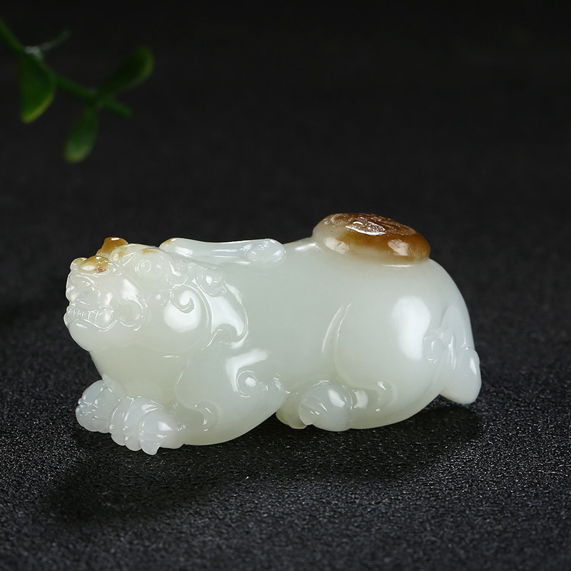 招财纳福新疆和田玉貔貅吊坠玉佩烟青玉瑞兽如意挂件天然玉石