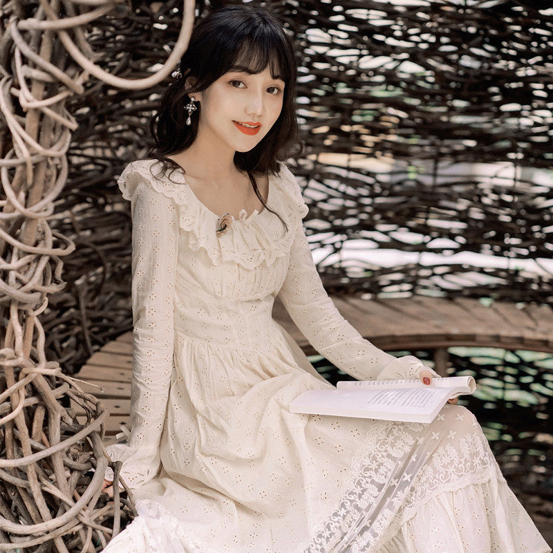 热销西方女装_欧洲英式复古裙 宫廷 欧式庄园西方英伦风女装初秋新款