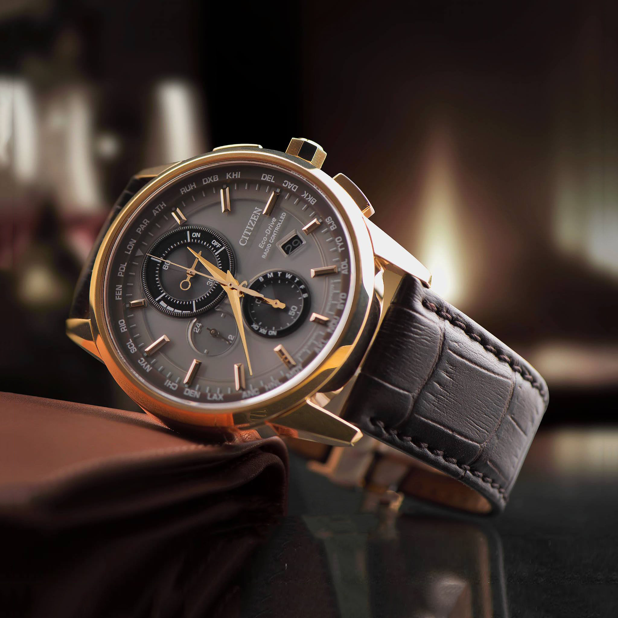 citizen西铁城手表男表光动能多局电波自动对时腕表男at8113-12h