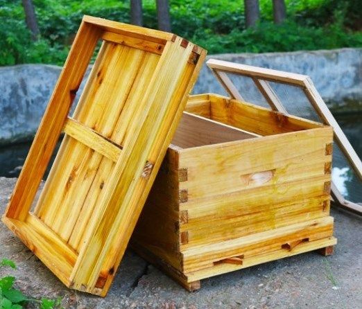 简约蜂箱杉木箱子长方形小型简便蜜蜂中蜂工具老款养蜂通用型多用