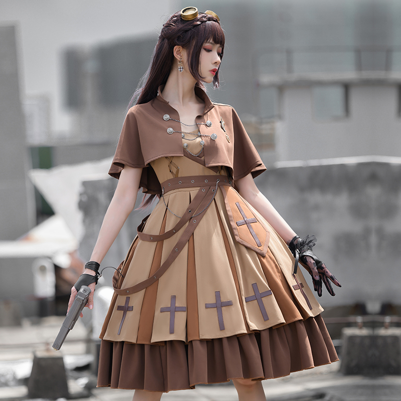 春侣原创军风lolita裙 破晓曙光 纯色复古军装洛丽塔秋冬款全套