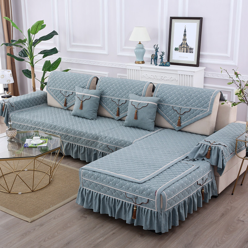 毛绒布艺防滑冬季沙发垫沙w发套罩巾简约现代中式全盖北欧盖布