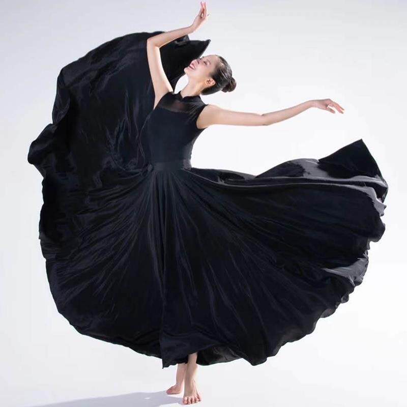 裙绿色大摆艺藏族练习练功舞女广场藏族演出裙裙舞蹈半身服装裙考