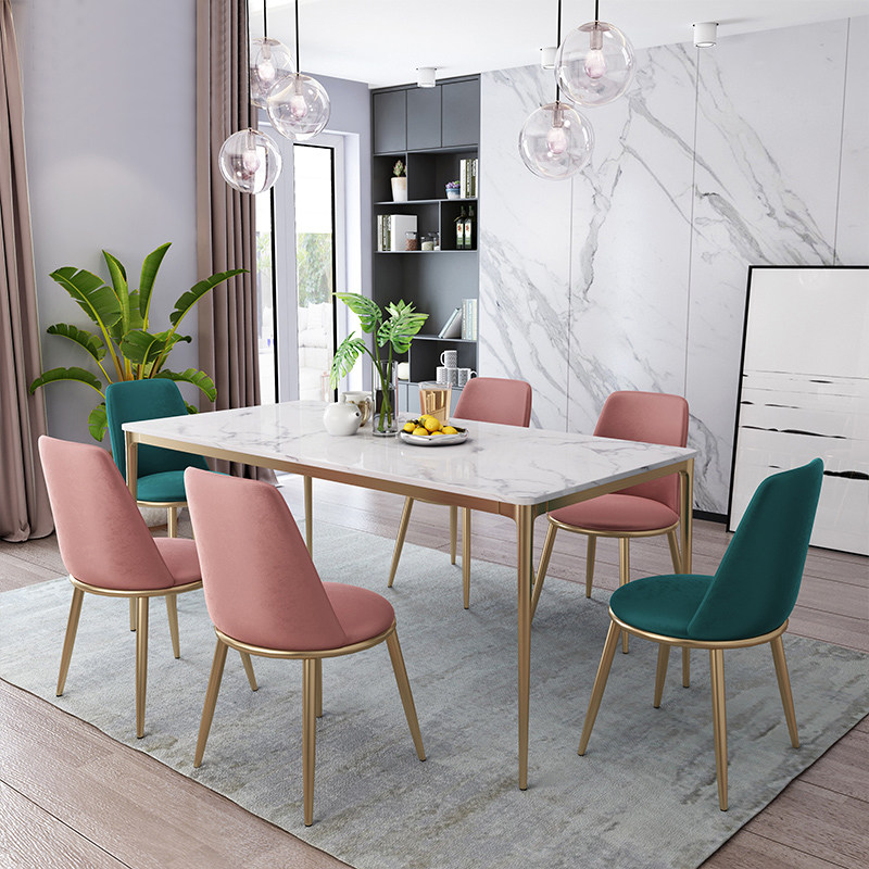 北欧ins网红餐桌轻奢大理石餐桌椅组合