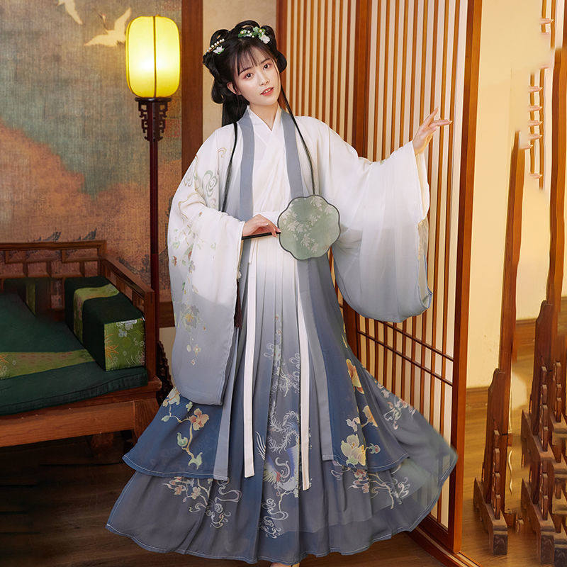 原创正品魏晋制齐腰交领襦裙古装国风学生日常表演服春夏季汉服女