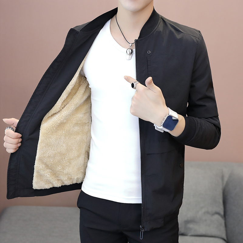 鼕天外套男2017新款男士夾克男裝休閑韓版潮加絨加厚帥氣衣服鼕季