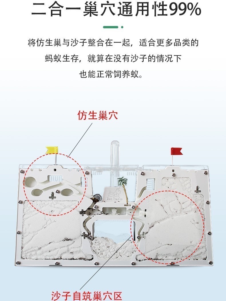 双城堡 免装版蚂蚁工坊屋窝巢房家园庄园送蚁后沙大型生态箱小宠