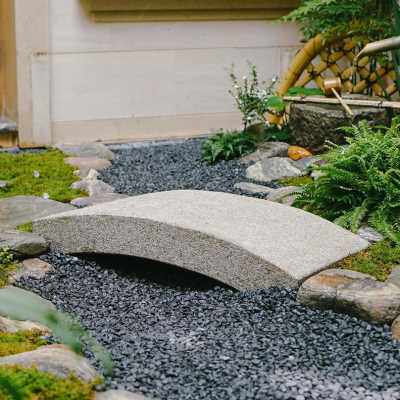 新品日式庭院石桥花园石板桥整石石雕枯山水小石桥石拱桥石钵流水