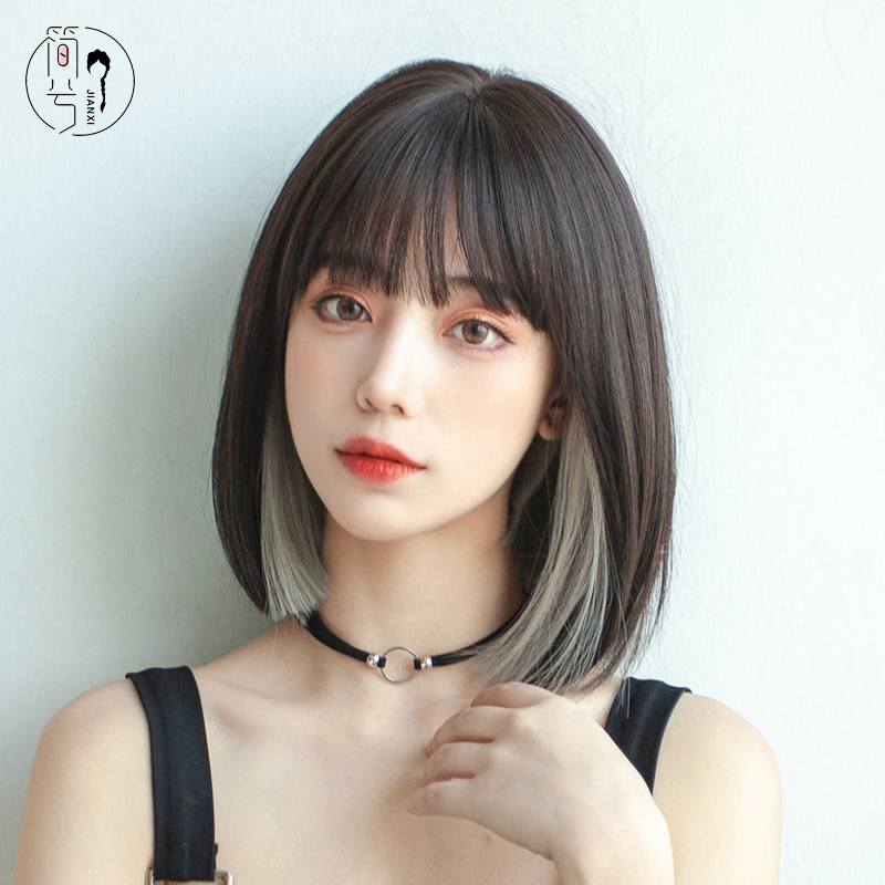 简兮假发旗舰店假发女短发网红挂耳染lisa同款发型少女发套