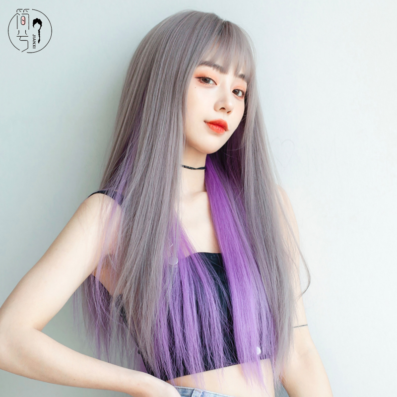 『简兮』假发女长发彩色挂耳染紫色发型自然仿真全头套时尚长直发