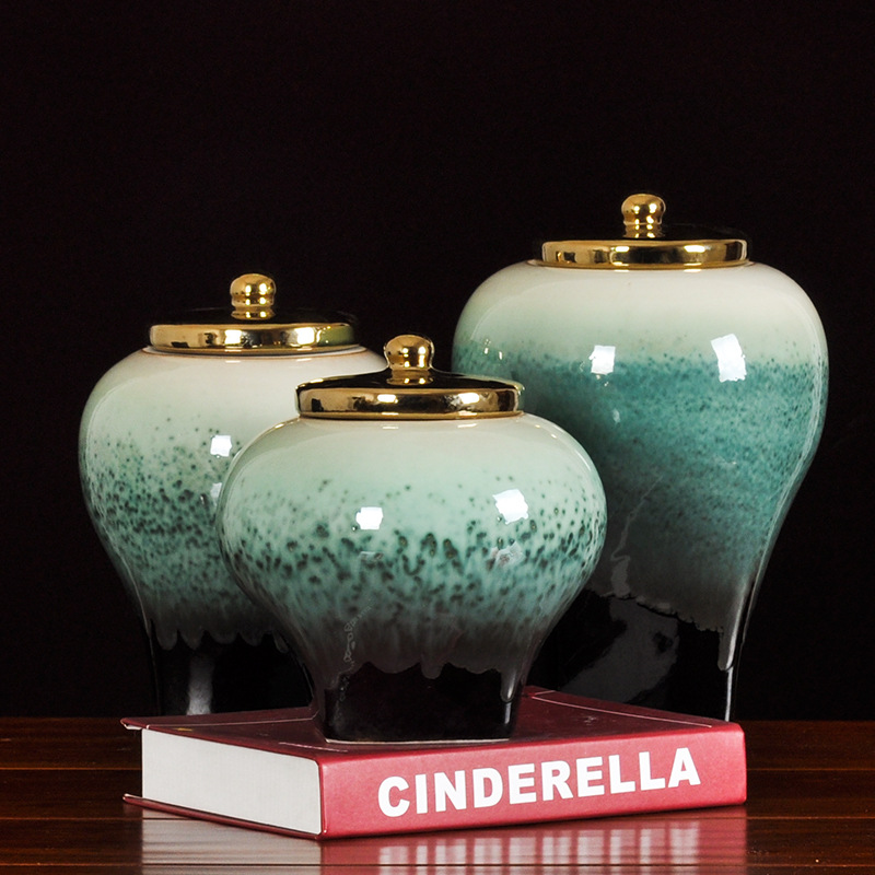 软装家居摆设新中式储物罐玄关陶瓷花瓶摆件饰品创意样板房现代