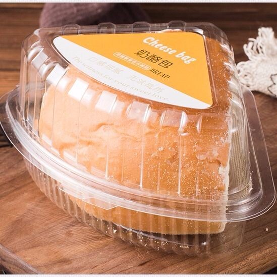 奶酪包包装盒透明8寸慕斯切块班戟面包烘焙盒子加厚三角形蛋糕盒