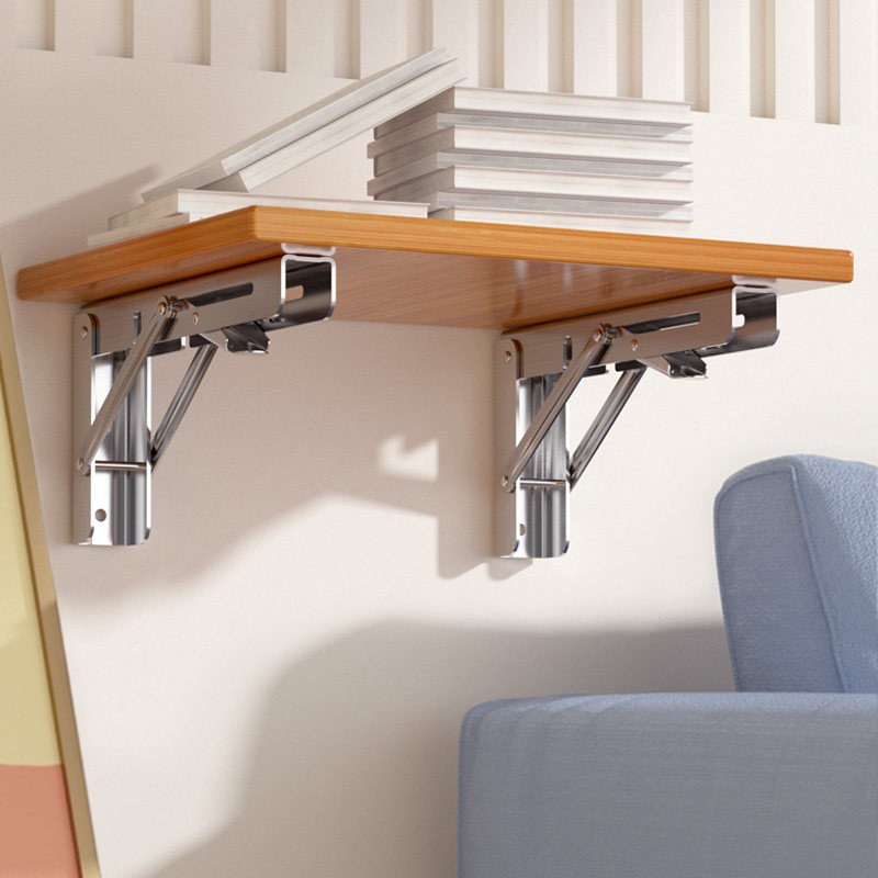 304不锈钢墙上折叠三角支架活动伸缩隔板置物架层板托直角三脚架