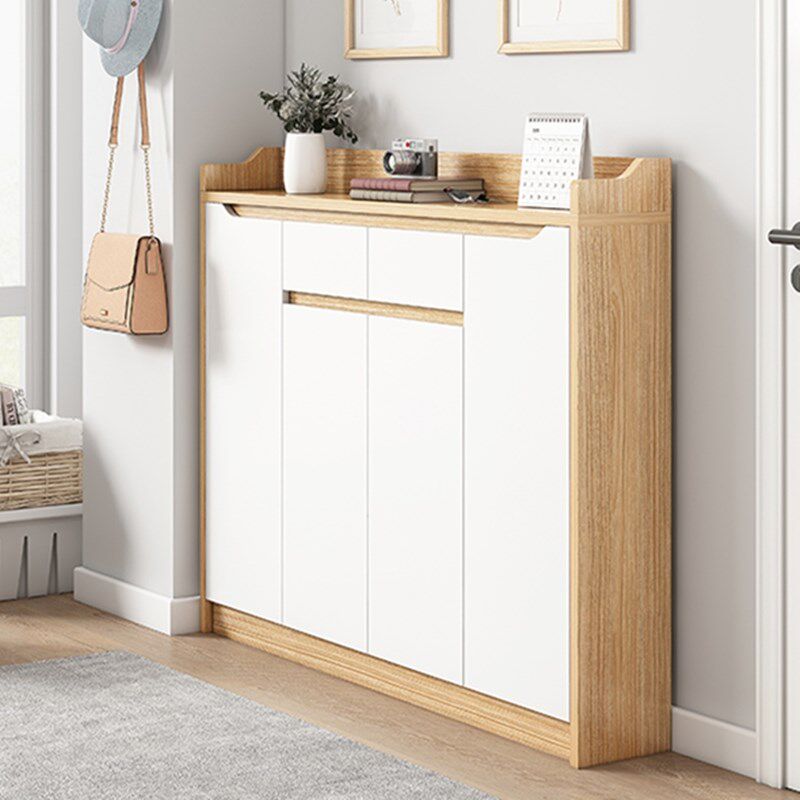 门口收纳鞋柜深24厚25宽60长80公分一米二木鞋架110cm高11米白色