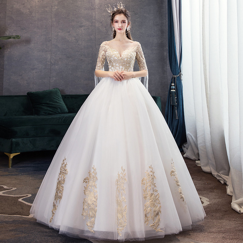 婚纱礼服2019新款新娘结婚中袖流苏v领显瘦齐地奢华公主梦幻超仙|ruв категории Женская одежда, Cвадебные платья, свадебное платье - от Buy2taobao.com для оказания профессиональной услуги покупки агента Taobao