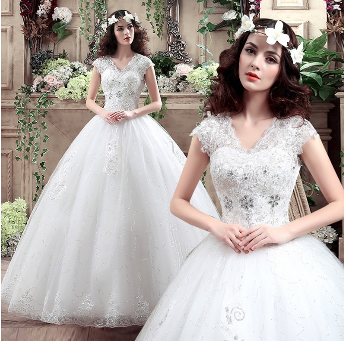 婚纱礼服新娘V领婚纱齐地婚纱2019新款韩式显瘦婚纱一字肩|ruв категории Женская одежда, Cвадебные платья, свадебное платье - от Buy2taobao.com для оказания профессиональной услуги покупки агента Taobao
