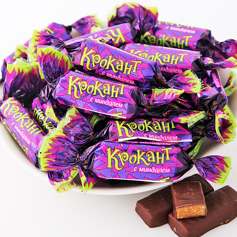 正品kdv俄罗斯进口kpokaht紫皮糖巧克力夹心糖果喜糖零食1斤年货