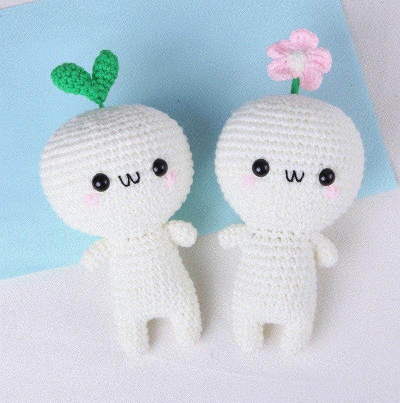 编织毛线材料长颜团子手工情侣娃娃玩偶毛线