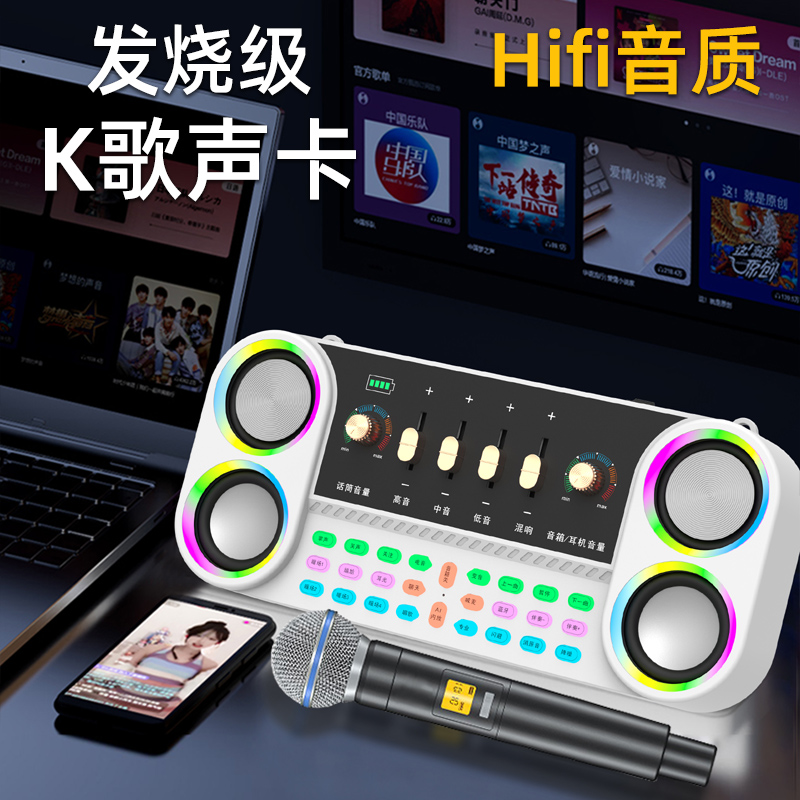 声卡音响一体机K歌神器唱歌点歌便携蓝牙户外功放KTV手机直播音箱