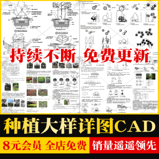 公园园林景观绿化植物种植施工大样图详图设计说明CAD施工图图库