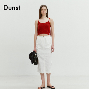 Dunst2024夏季新品直筒纸质长裙凉感抽绳半身裙休闲百搭UDSK4B221