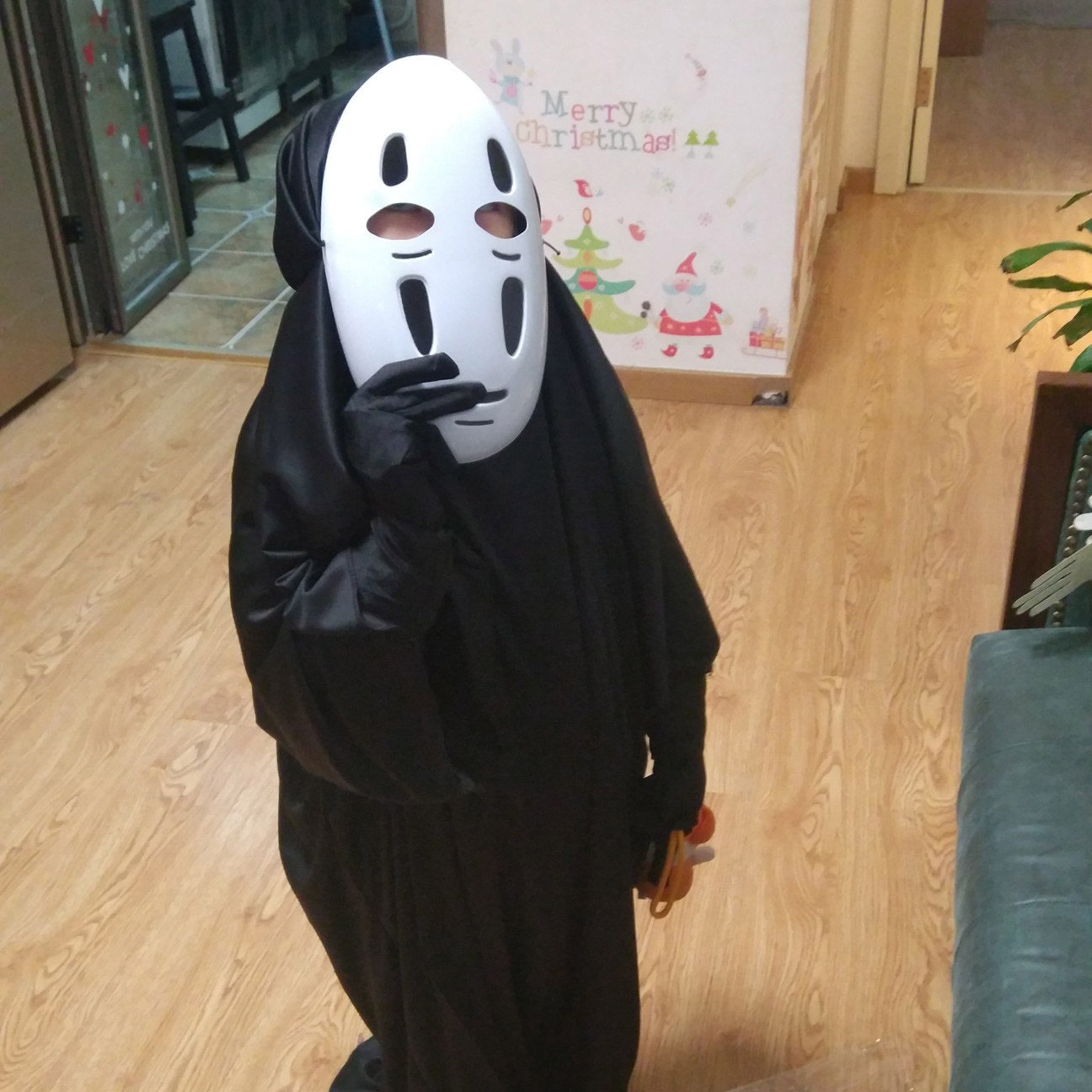 千与千寻cos无脸男儿童成人万圣节服装宫崎骏动漫演出cosplay男装